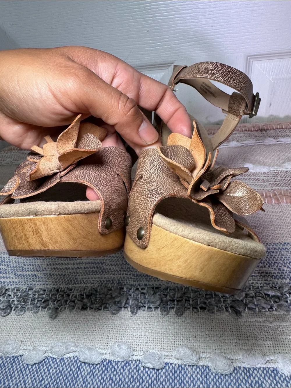 Kork-Ease Metallic Bronze Floral Platform Sandals